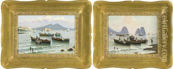 Capri Con I Faraglioni Oil Painting - Raimpondo Scoppa