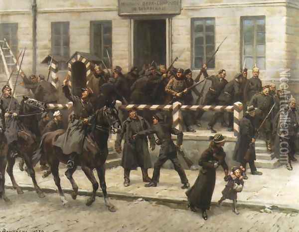 Polish Legions Entering Warsaw Oil Painting - Stanislaw Bagienski