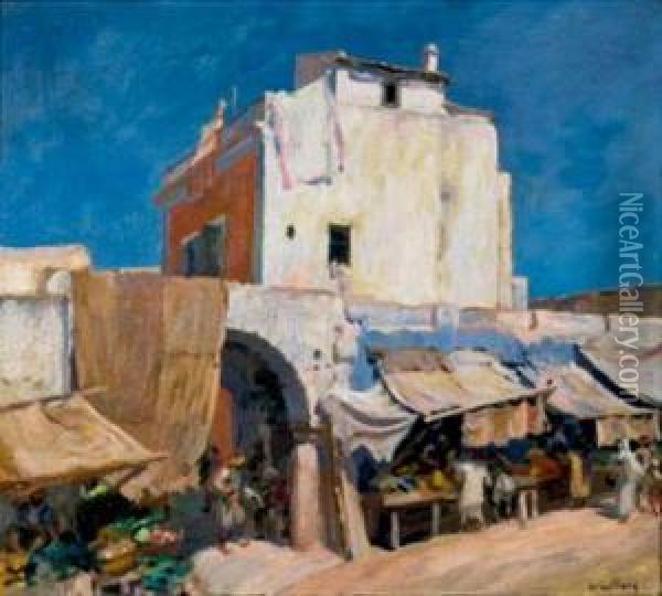 Vieux Marche A Bizerte Oil Painting - Leon Giffard