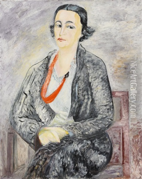 Portratt Av Fru Signe Henschen Oil Painting - Sigrid (Maria) Hjerten