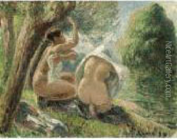 Baigneuses Oil Painting - Camille Pissarro