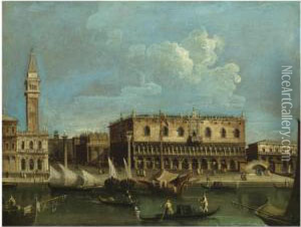 Venice, A View Of The Molo From 
The Bacino Di San Marco With Thedoge's Palace And The Piazzetta Oil Painting - Francesco Tironi