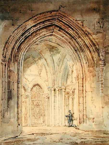 St Albans Cathedral Hertfordshire Oil Painting - Thomas Girtin