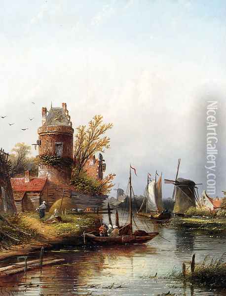 Vue De Buiksloot Pres D'Amsterdam Oil Painting - Jan Jacob Coenraad Spohler