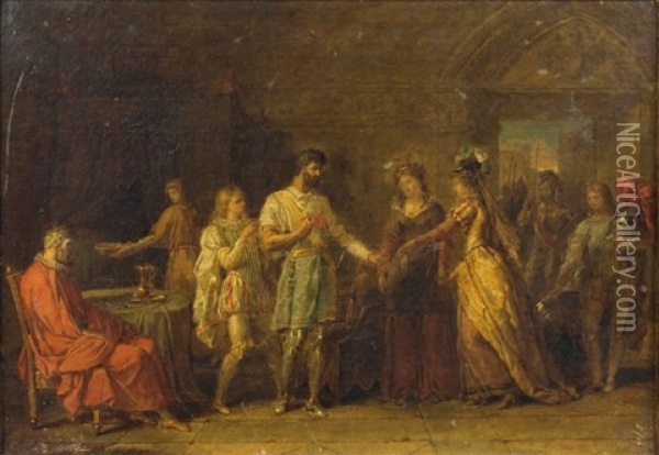 Bayard Refusant Les Presents De Ses Hotesses A Brescia Oil Painting - Anne-Louis Girodet de Roucy-Trioson