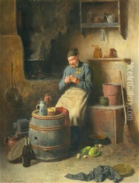 Kitchen Duty Oil Painting - Friedrich Ritter von Malheim Friedlaender