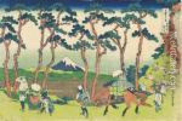 From The Series Fugaku Sanju-rokkei [thirty-six Views Of Mount Fuji] Tokaido Hodogaya Oil Painting - Katsushika Hokusai