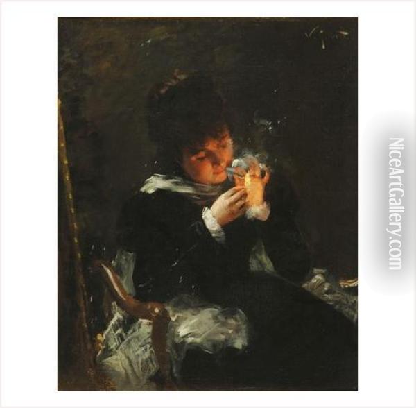 Femme A La Cigarette Oil Painting - Victor-Gabriel Gilbert