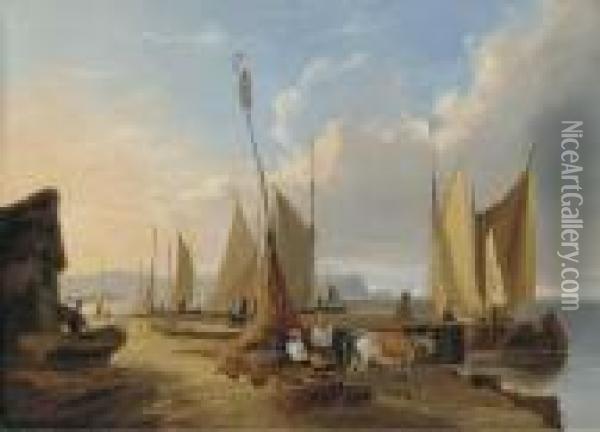 View Of The Needles, Isle Of Wight, From Christchurch Oil Painting - George Vincent