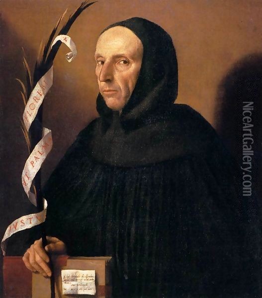 Portrait of a Dominican, Presumed to be Girolamo Savonarola Oil Painting - Moretto Da Brescia