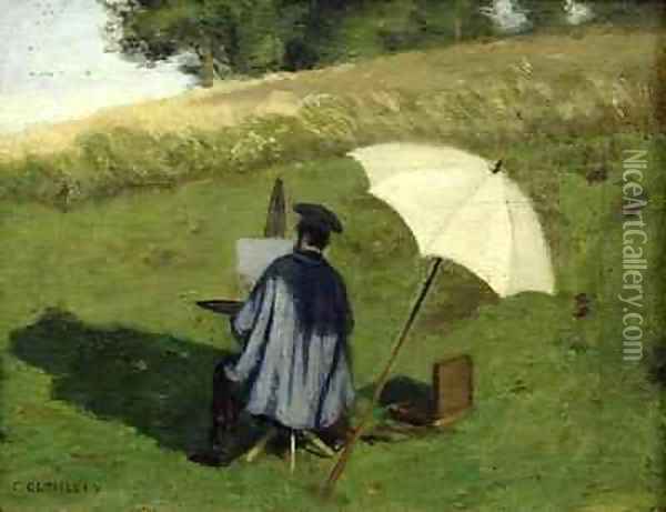 Desire Dubois Painting in the Open Air Oil Painting - Henri Joseph Constant Dutilleux
