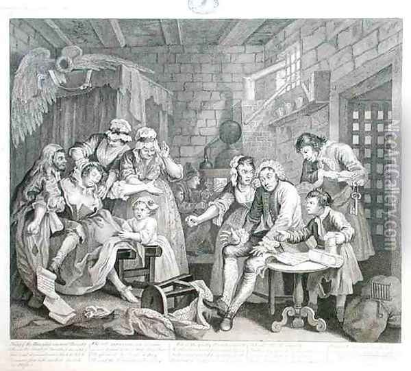 The Rake in Prison plate VII from A Rakes Progress Oil Painting - William Hogarth