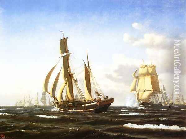 A Quartering Breeze Oil Painting - John Erik Christian Petersen