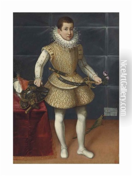 Portrait Of A Young Nobleman Of The Colonna Family, Possibly Giulio Cesare Colonna, Principe Di Carbognano (1602-1681), Full-length, In An Embroidered Jerkin And Matching Padded Hose Oil Painting - Lavinia Fontana