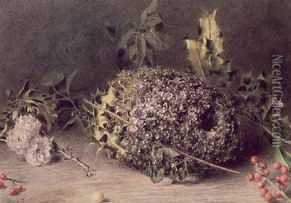 Long Tailed Tits Nest Oil Painting - William Henry Hunt