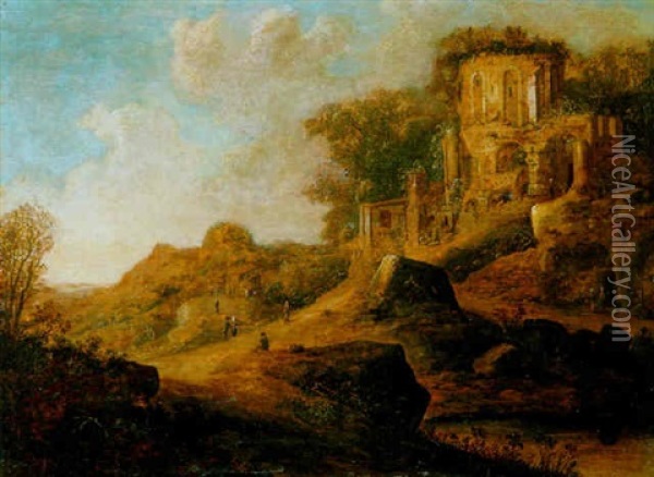 Italienische Landschaft Mit Ruinen Oil Painting - Pieter Anthonisz van Groenewegen
