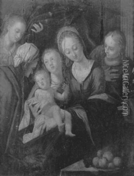 Sainte Famille Avec Sainte Anne Et Un Ange Oil Painting - Hans Von Aachen