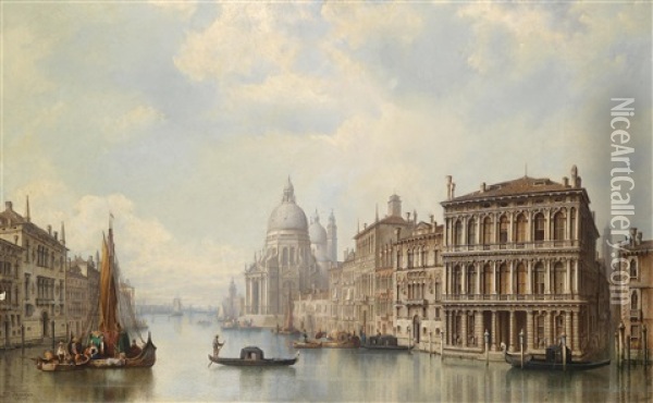 Imposante Venedigansicht Mit Blick Auf Santa Maria Della Salute Oil Painting - Ludwig Hermann