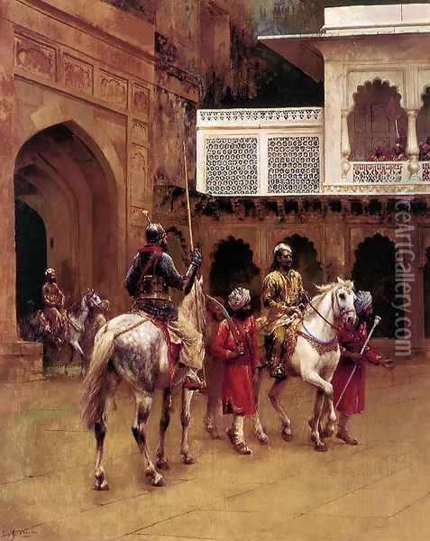 Indian Prince Palace Of Agra Oil Painting - Edwin Lord Weeks