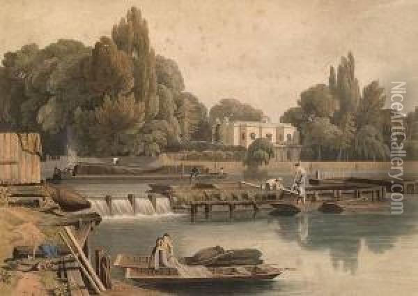 The Weir, From Marlow Bridge Oil Painting - William Havell