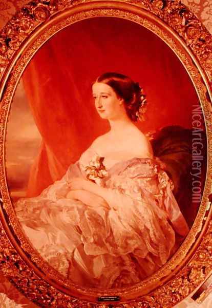 Empress Eugenie 1826-1920 after a portrait by Francois Xavier Winterhalter 1806-73 Oil Painting - Jean Baptiste Ange Tissier