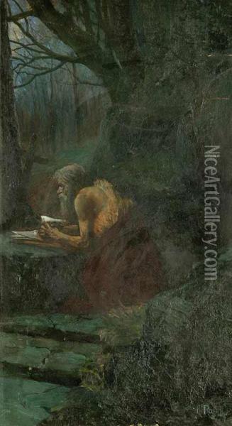 A Hermit Oil Painting - Karel Rasek