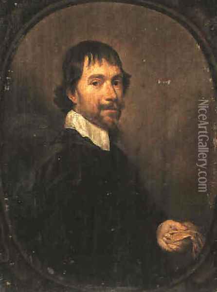A Portrait of a Man Holding a Glove Oil Painting - Jan Mytens