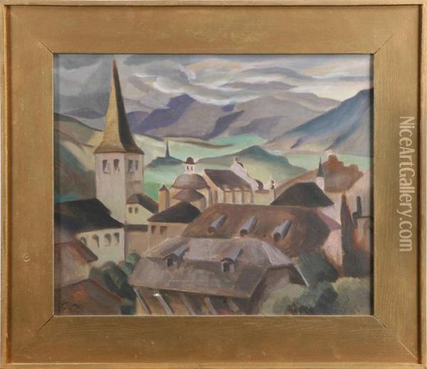 Bozen - Stadsbild Oil Painting - Georg Pauli