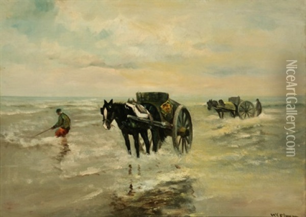 In The Surf Oil Painting - Willem George Frederik Jansen