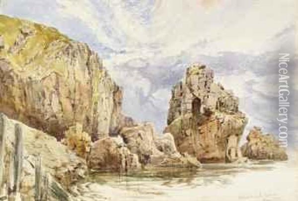 Entrance To The Harbour, Sark Oil Painting - John Callow