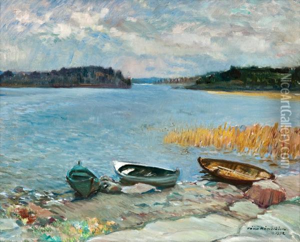 Landscape From Laatokka Oil Painting - Vaino Hamalainen