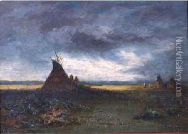 Indian Encampment Oil Painting - Ramsome Gillet Holdredge