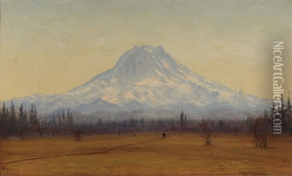 Morning, Mt. Tacoma, 10 Miles South Of Tacoma City, Washington Oil Painting - James Everett Stuart