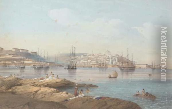 Scenery Of The Crimea: 
Sebastopol; Reitch Seen From The Highroad To Jenikala; Prince 
Waranzoff's Palace In Alupka; Steppes Between Serokop And Semferopol, 
And Two Others Oil Painting - Carlo Bossoli