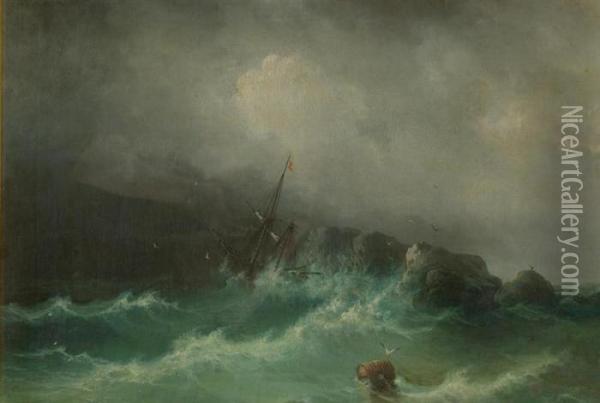 Schiff Auf Sturmischer See Oil Painting - Ivan Konstantinovich Aivazovsky