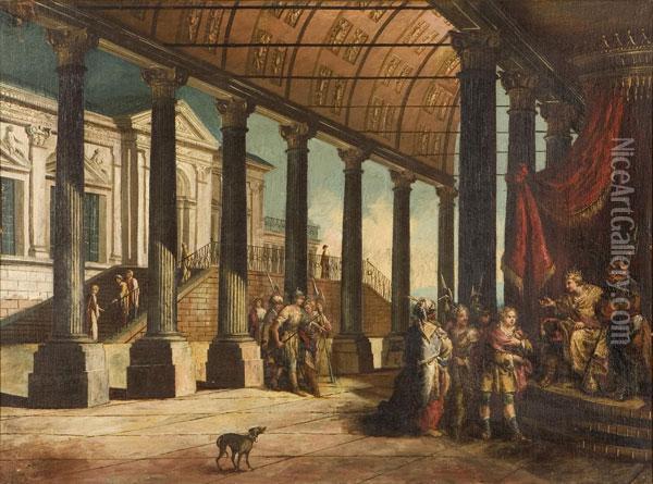 Giuseppe Davanti Al Faraone Oil Painting - Giovanni Antonio Guardi