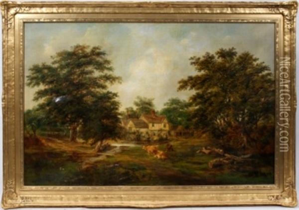 A Suffolk Farmstead Oil Painting - Robert Burrows