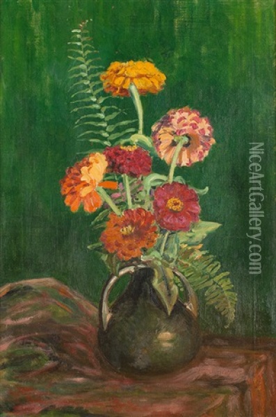 Flowers And Ferns Oil Painting - Victor William Higgins