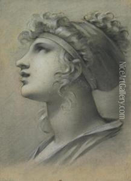 Head Of A Muse In Profile Facing Left Oil Painting - Pierre-Paul Prud'hon