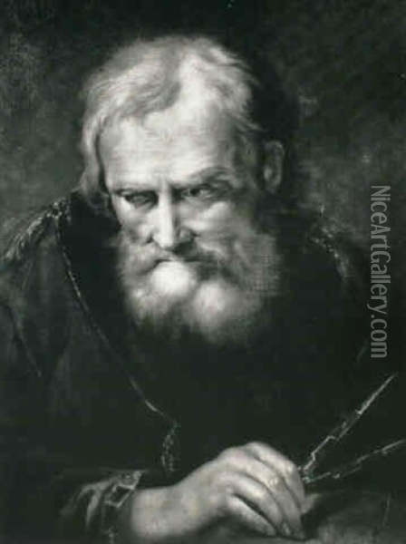 The Philosopher Democritus Oil Painting - Christian Wilhelm Ernst Dietrich