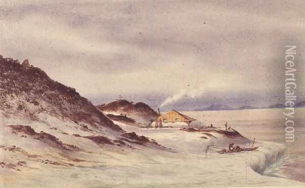 Hut Point, McMurdo Sound, 7th April 1911 Oil Painting - Edward Adrian Wilson