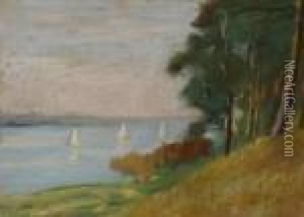 Lakefront. Ca. 1925 Oil Painting - Lesser Ury