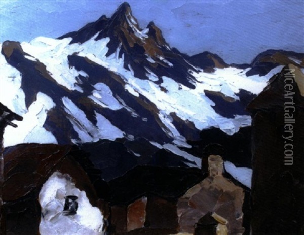 Le Chazelet Et La Meige Oil Painting - Lucien Poignant