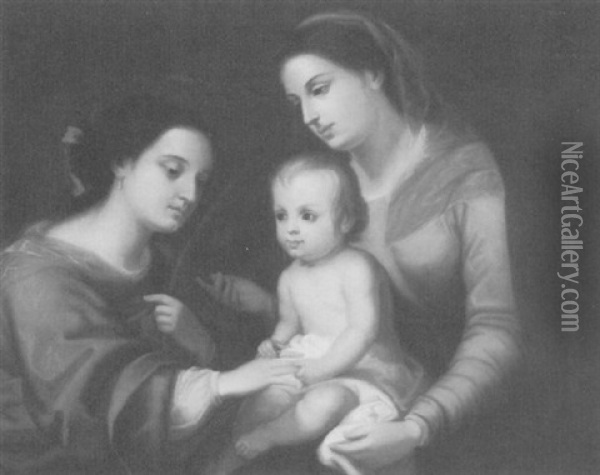 Madonna Mit Kind Und Der Heiligen Katharina Oil Painting - Bartolome Esteban Murillo