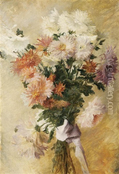 Bouquet Of Flowers Oil Painting - Gaston Alfred Marcel Lecreux