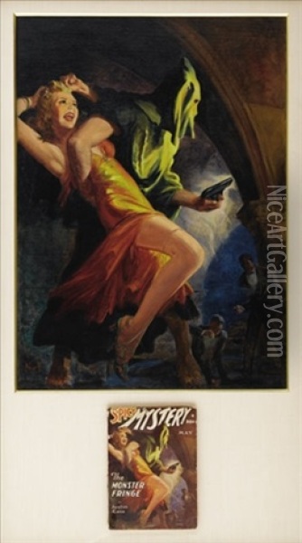 The Monster Fringe (cover Illus. For Spicy Mystery) Oil Painting - Harry V. Parkhurst
