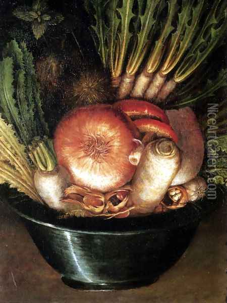 Vegetables upsidedown Oil Painting - Giuseppe Arcimboldo
