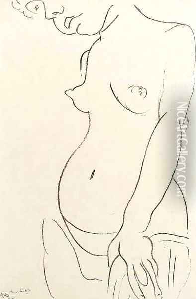 Nu de trois-quarts, une partie de la tete coupee Oil Painting - Henri Matisse