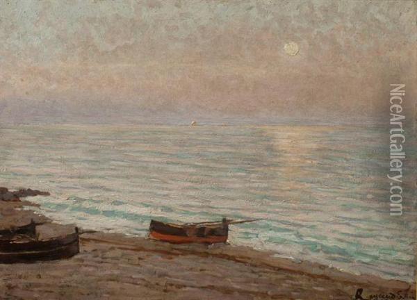 Ultima Luce Sul Mare Oil Painting - Enrico Reycend