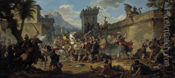 Alexander The Great's Conquest In Northwestern India Oil Painting - Nicolas Andre Monsiau